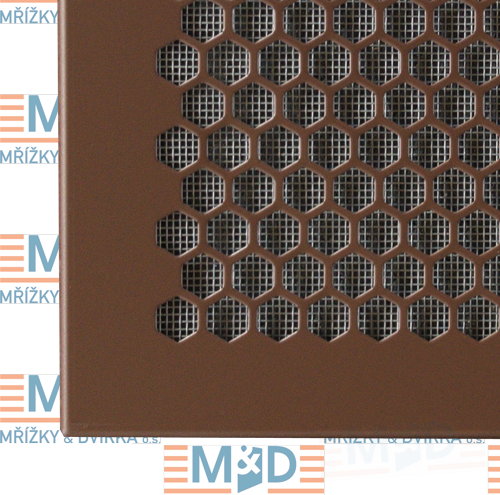Větrací mřížka 340x340 mm HEXA hnědá